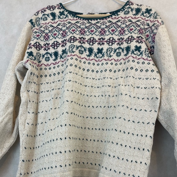 Rare Vintage 80s Northern Reflection Cream Patterned Sweater Size Medium - Picture 5 of 10